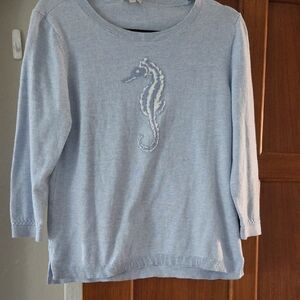 Talbots Sky Blue Cotton Blend Sweater.